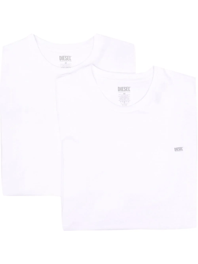 Diesel Set Of Two Cotton T-shirts In Weiss