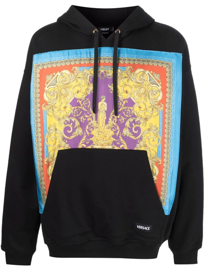 Versace Heritage Scarf Cotton & Silk Hoodie In Multicolour