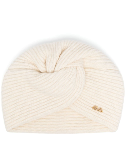 Bally 针织交叉细节细节头巾帽 In White