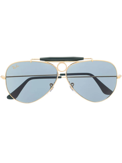 Ray Ban Aviator-frame Sunglasses In Gold