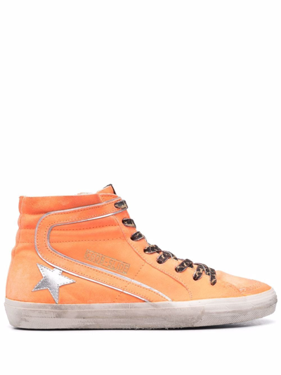 Golden Goose Slide Leather Sneaker In Orange