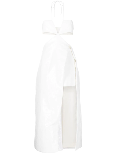 Rokh Open Cut Sequin Dress In Weiss