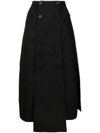 Rokh Button Detail Panelled Skirt In Schwarz