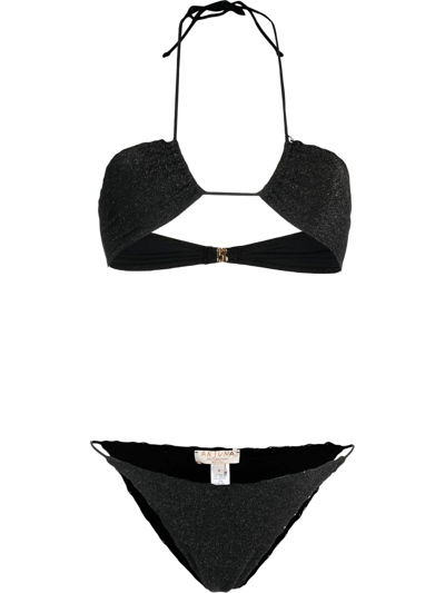 Anjuna Glittered Tie-fastening Bikini Set In Schwarz