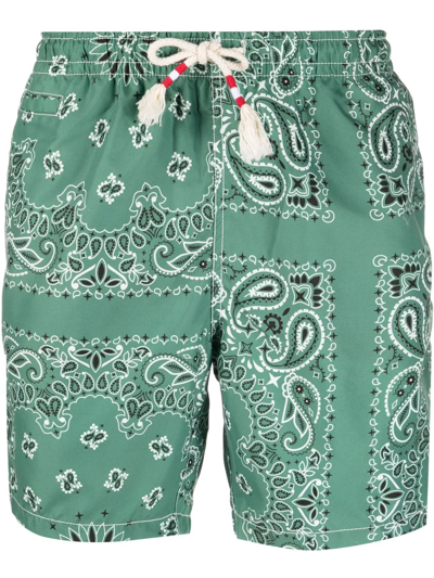 Mc2 Saint Barth Bandana-print Drawstring-waist Swim Shorts In Grün