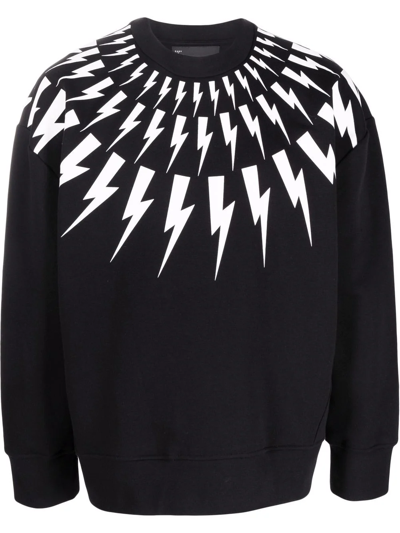Neil Barrett Thunderbolt Print Sweatshirt In Black