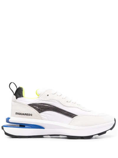 Dsquared2 White Slash Low Top Panelled Sneakers