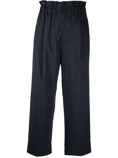 P.a.r.o.s.h Paperbag-waist Straight Leg Trousers In Blau