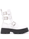 Alexander Mcqueen Leather Ankle Boots In Weiss