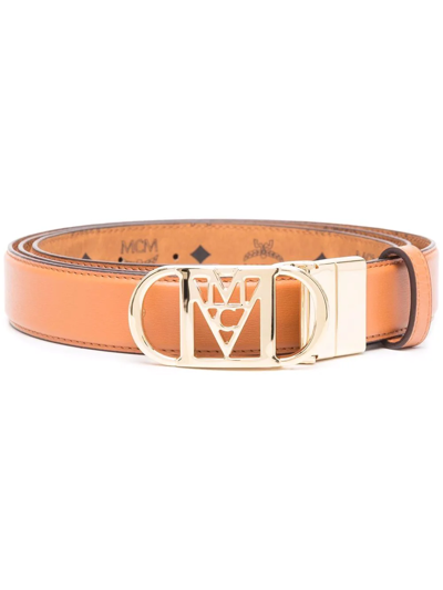 Mcm Reversible Mode Mena Leather Belt In Brown