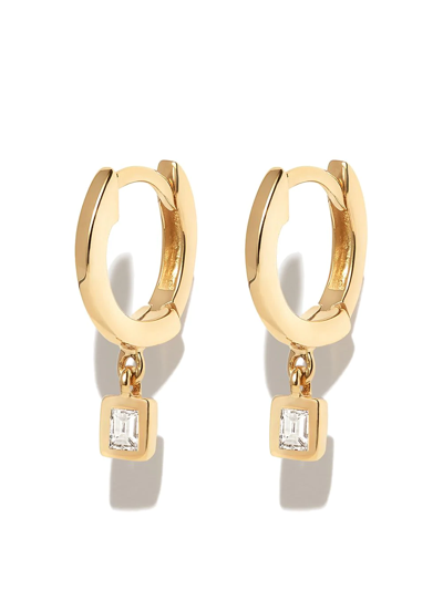 Dana Rebecca Designs 14k Yellow Gold Sadie Pearl Mini Diamond Huggie Earrings