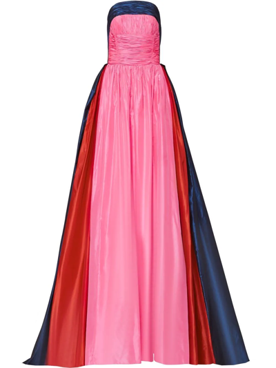 Carolina Herrera Colour-block Flared Dress In Blue