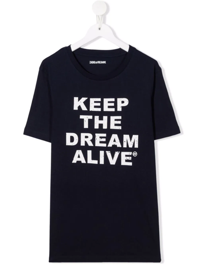Zadig & Voltaire Teen Slogan-print T-shirt In Blue