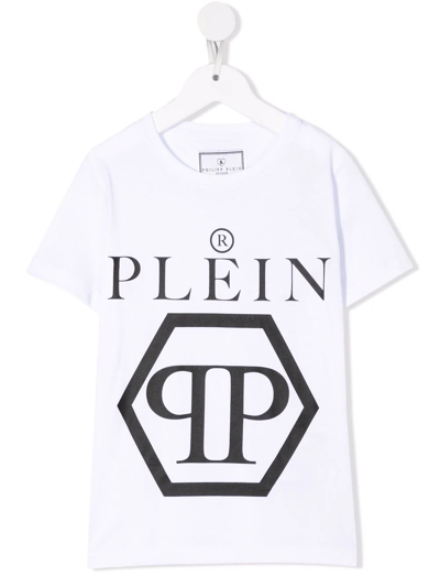 Philipp Plein Junior Kids' Logo-print Cotton T-shirt In White