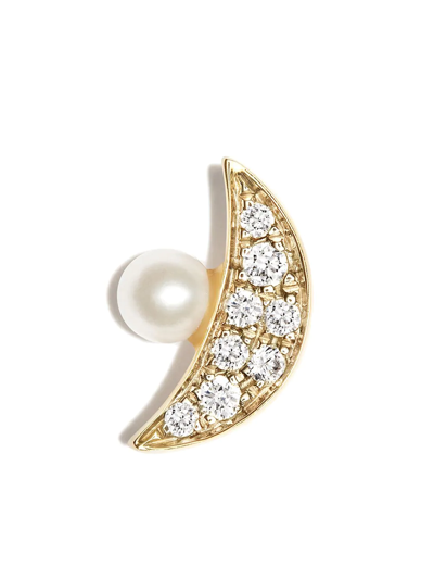 Anissa Kermiche 9kt Yellow Gold Moon Diamond And Pearl Earring