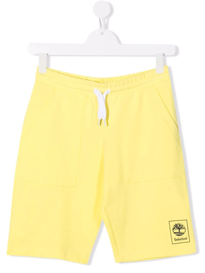 Timberland Teen Logo-print Track Shorts In Yellow