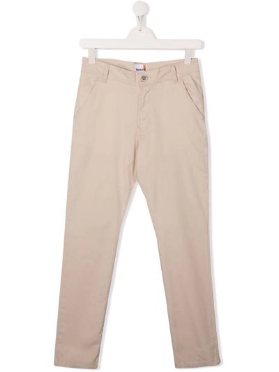 Timberland Teen Mid-rise Slim-fit Trousers In Neutrals