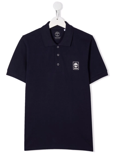 Timberland Teen Logo-print Polo Shirt In Blu