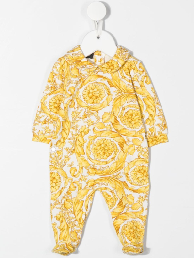 Versace Babies' Baroque-pattern Print Bodysuit In White