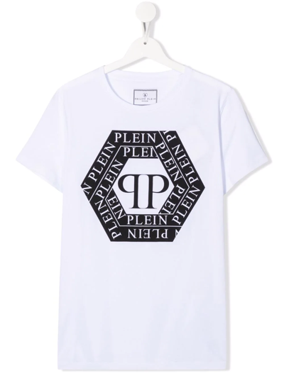 Philipp Plein Junior Teen Logo-print Cotton T-shirt In White