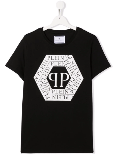 Philipp Plein Junior Teen Logo-print Cotton T-shirt In Black