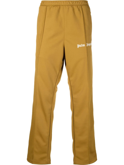 Palm Angels Logo-print Straight-leg Trousers In Brown