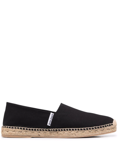 Palm Angels Logo-patch Raffia Espadrilles In Black