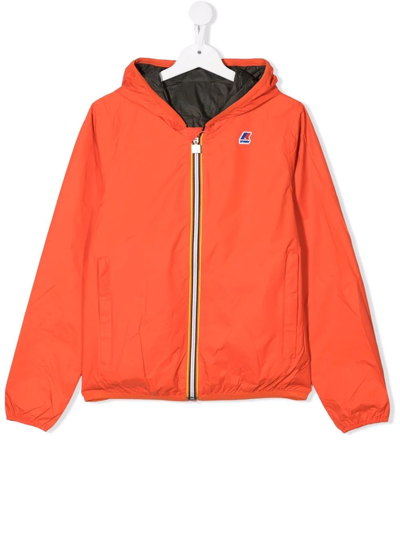 K-way Teen Reversible Hooded Jacket In Orange