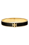 Tory Burch Kira Enamel Hinge Bracelet In Tory Gold / Black