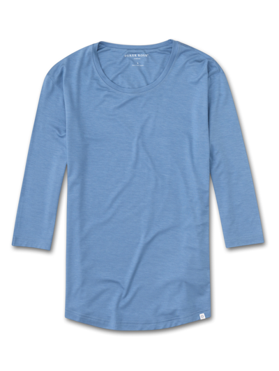 Derek Rose Women's 3/4 Sleeve T-shirt Carla Micro Modal Blue