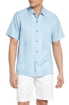 TOMMY BAHAMA BALI BORDER FLORAL JACQUARD SHORT SLEEVE SILK BUTTON-UP SHIRT