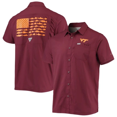 Columbia Pfg Maroon Virginia Tech Hokies Slack Tide Camp Button-up Shirt