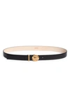 Versace Medusa Coin Leather Belt In Black-  Gold