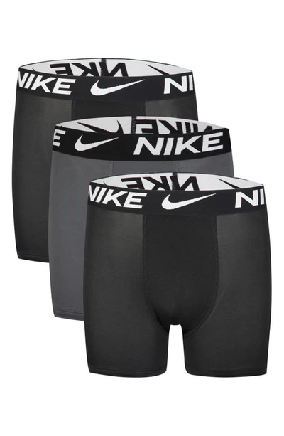 Nike Kids' Essential Dri-fit Micro Assorted 3-pack Boxer Briefs In Black