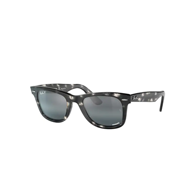 Ray Ban Original Wayfarer Chromance Sunglasses Grey Havana Frame Blue Lenses Polarized 52-22
