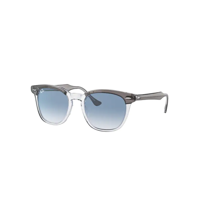 Ray Ban Hawkeye Sunglasses Grey On Transparent Frame Blue Lenses 54-21