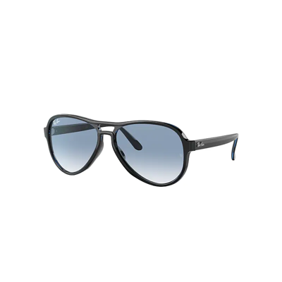 Ray Ban Vagabond Sunglasses Black Transparent Blue Black Frame Blue Lenses 58-15 In Schwarz Auf Blau Transparent