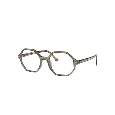 Ray Ban Britt Eyeglasses Striped Green Havana Frame Clear Lenses Polarized 54-20 In Grün Havana Gestreift