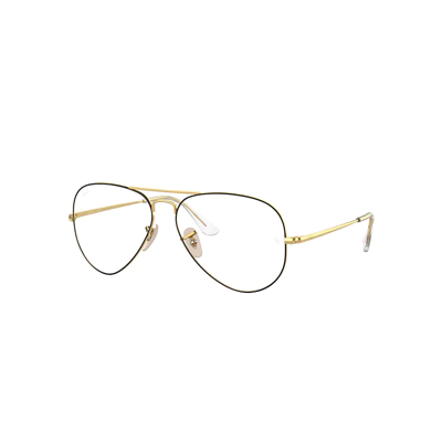 Ray Ban Aviator Optics Eyeglasses Arista Frame Clear Lenses Polarized 55-14 In Gold
