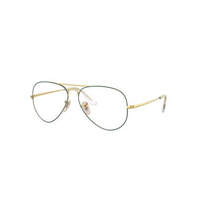 Ray Ban Aviator Optics Eyeglasses Arista Frame Clear Lenses Polarized 58-14 In Gold