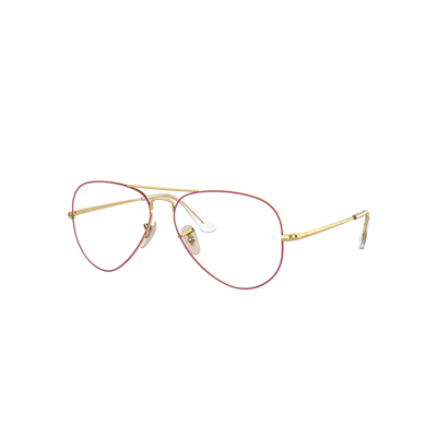Ray Ban Aviator Optics Eyeglasses Arista Frame Clear Lenses Polarized 58-14 In Gold