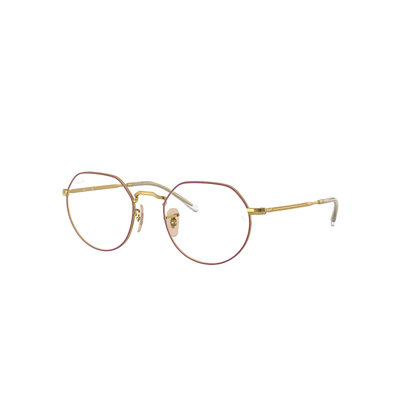 Ray Ban Jack Optics Eyeglasses Gold Frame Clear Lenses Polarized 49-20
