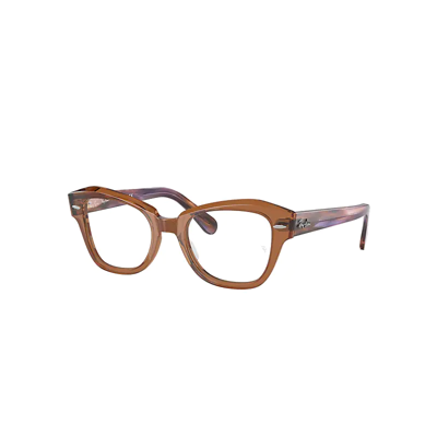 Ray Ban State Street Optics Eyeglasses Striped Violet Havana Frame Clear Lenses Polarized 46-20
