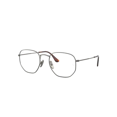 Ray Ban Hexagonal Titanium Optics Eyeglasses Demigloss Gunmetal Frame Clear Lenses Polarized 51-21