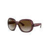 RAY BAN JACKIE OHH II TRANSPARENT SUNGLASSES TRANSPARENT BROWN FRAME GREY LENSES POLARIZED 60-14