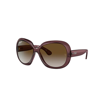 Ray Ban Jackie Ohh Ii Transparent Sunglasses Transparent Dark Brown Frame Grey Lenses Polarized 60-14 In Transparent Brown