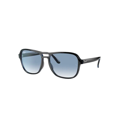 Ray Ban State Side Sunglasses Black Transparent Blue Black Frame Blue Lenses 58-17 In Schwarz