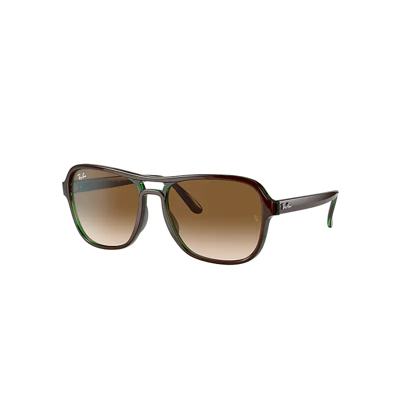 Ray Ban State Side Sunglasses Brown Transparent Green Brown Frame Brown Lenses 58-17