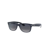 Ray Ban New Wayfarer Classic Sunglasses Matte Blue On Transparent Blue Frame Blue Lenses Polarized 58-18 In Blue