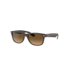 Ray Ban New Wayfarer Classic Sunglasses Brown On Transparent Brown Frame Brown Lenses Polarized 58-18 In Brown On Transparent Brown